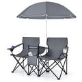 Conjunto Duo Luxo Outdoor – Cadeiras Dobráveis com Guarda‑Sol e Cooler Integrado